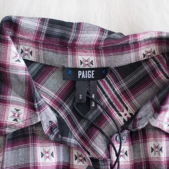 NEW Paige Mya Plaid Lightweight Button Down Shirt - Picture 5 of 6